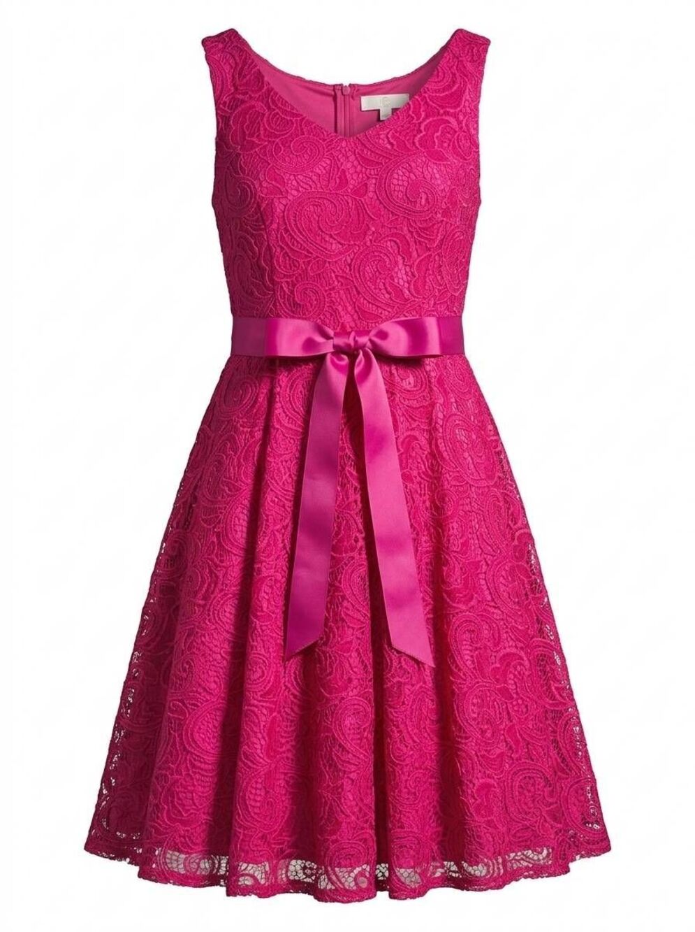 ☔️🩵NWOT Pink Floral Lacy Belted Sleeveless Dress XSmall